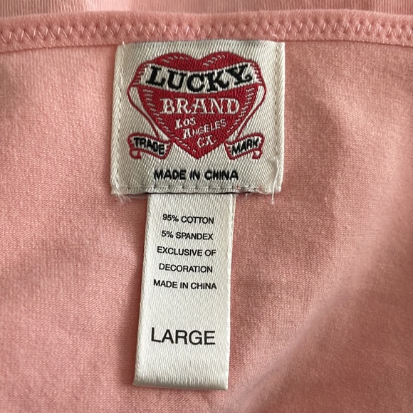 SOLD Lucky Brand Y2K Barbie Pink Polka Dot Cami Tank Color Block Sz L - Picture 5 of 5